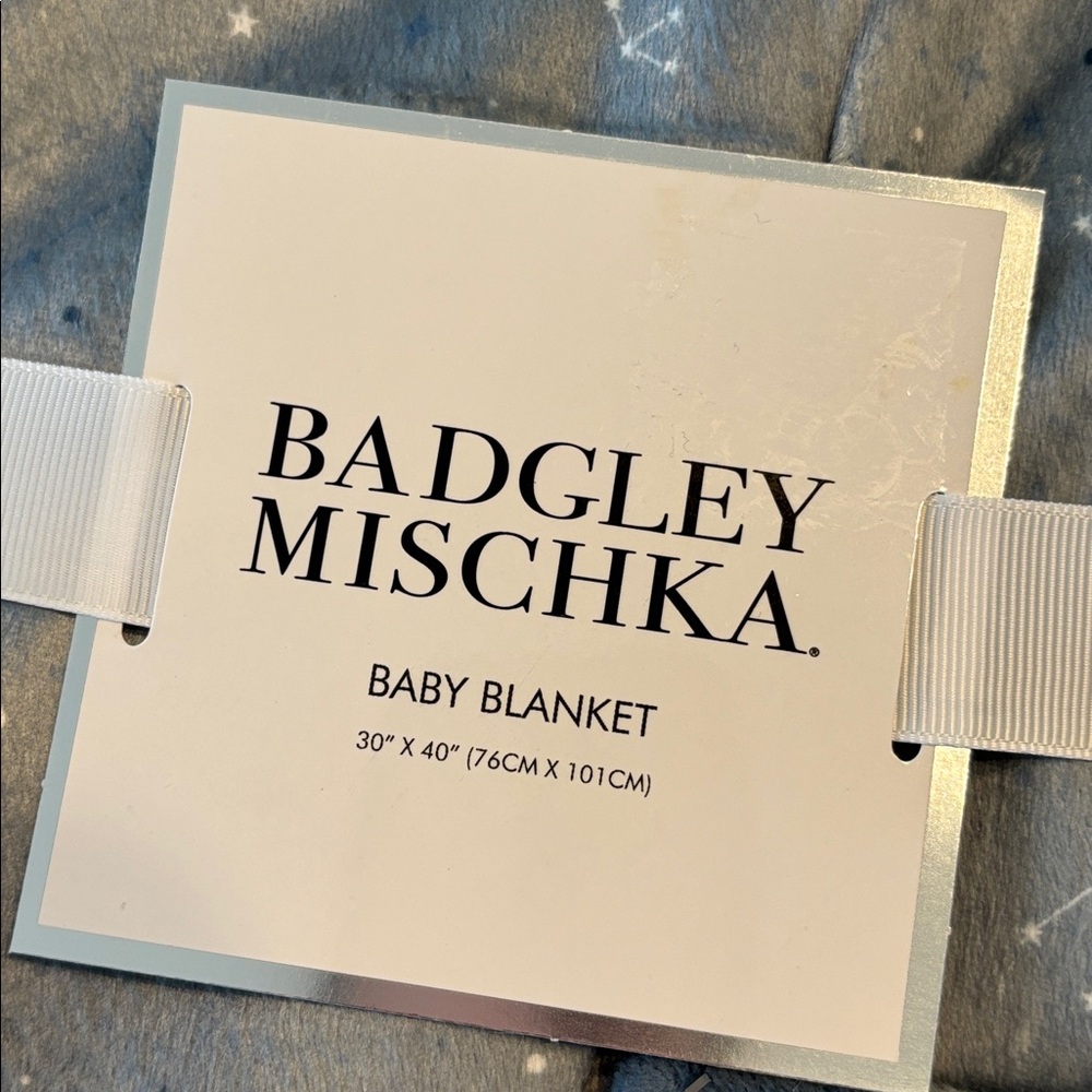 Badgley Mischka Blue Gray Celestial Constellation Print Baby Blanket 30' x 40 - Picture 3 of 12